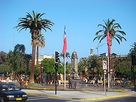 námstí Plaza Colón v centru Antofagasty
